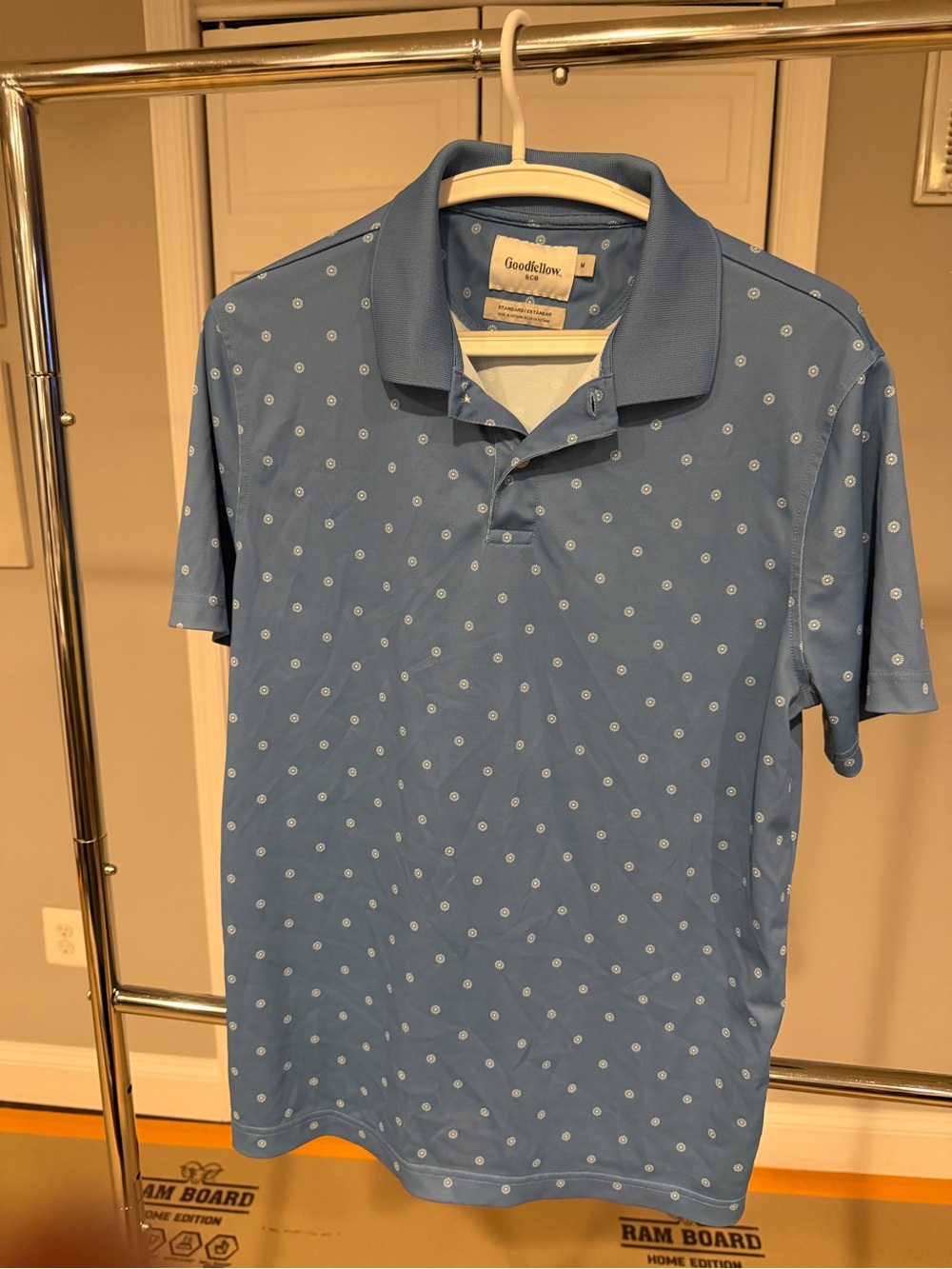 Goodfellow & Co Light Blue Polo with Dot Print
